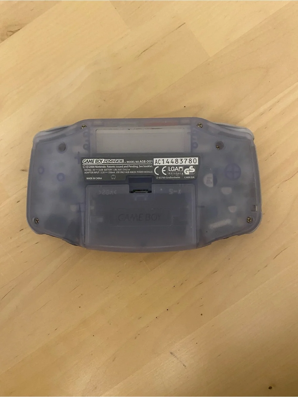 Nintendo Game Boy Advance - Translucent glacier Shell with Gray Buttons